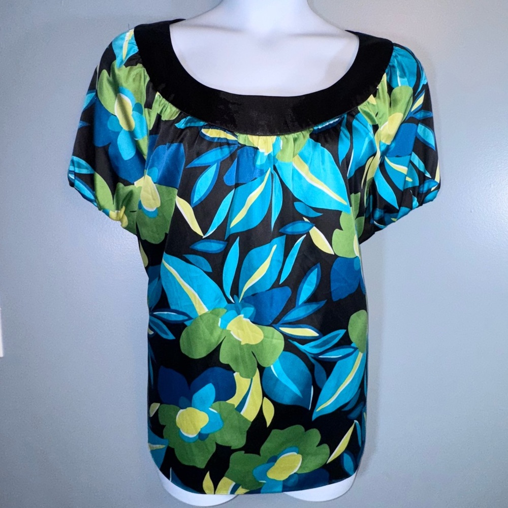 Style & Co. Woman Floral Stretch Top — Size 22W — Black/Blue/Green